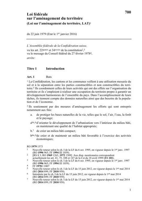 loi fédérale sur l'aménagement du territoire.
